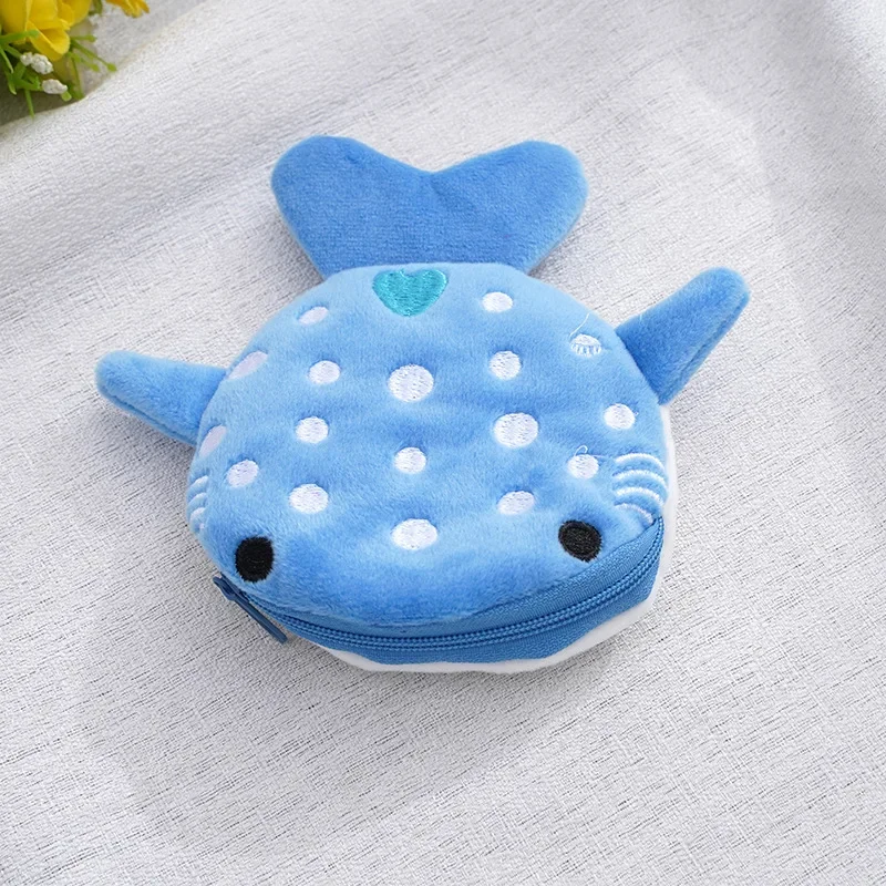 Children‘s Soft Plush Coin Bags Kawaii Whales Money Purse Wallet Candy Zipper Pouch Keys Earphone ID Credit Card Storage Bags