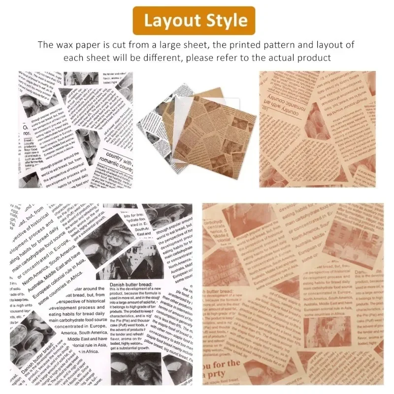 100 pcs Oil-Proof Paper for Wrapping Burger Bread Fried Food Sandwich Packaging Fryer Air Baking Paper Plate Mat Accessories
