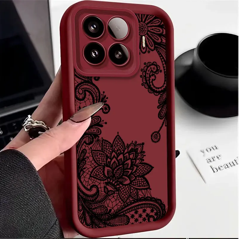 Flexible Silicone Shockproof Case with Lace Cat Print Pattern – Protective Cover