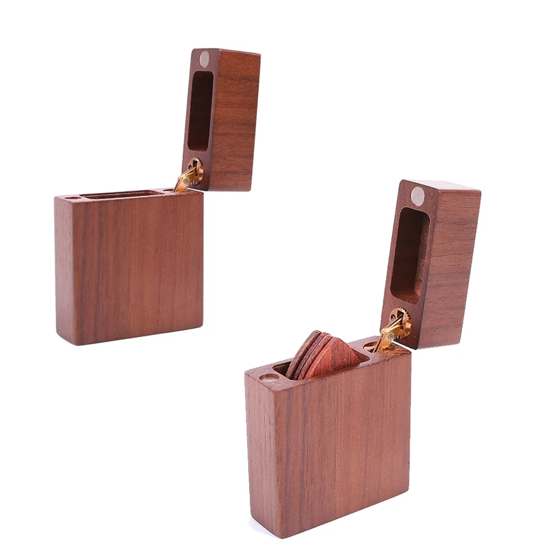 

Dropship-Acoustic Guitar Picks With Storage Box Wooden Bass Ukulele Musical Instrument Accessories