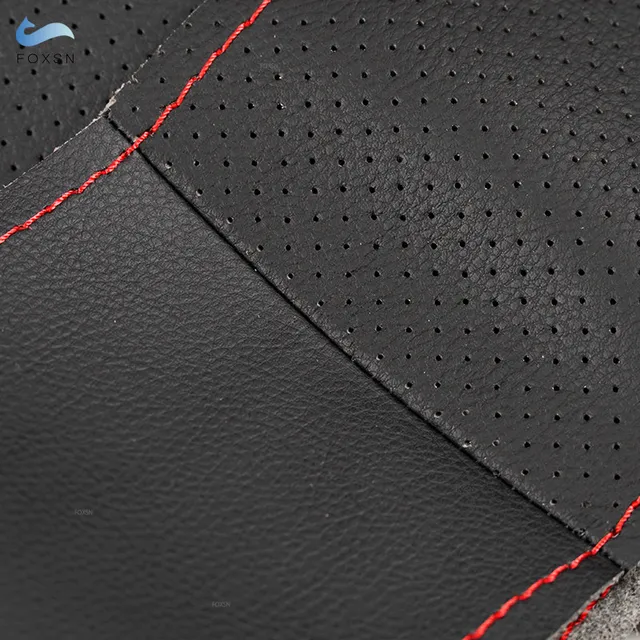 For VW Caddy 2003 2004 2005 2006 Caravelle 2003-2009 Transporter T5 2006 Interior Steering Wheel Hand-stitched Leather Cover 3