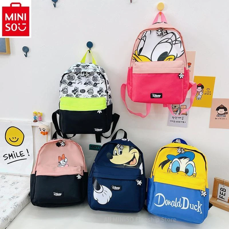 

MINISO 2024 New Cartoon Mickey Minnie Kindergarten Kids Backpack Cute Baby Kids Backpack Birthday Gift