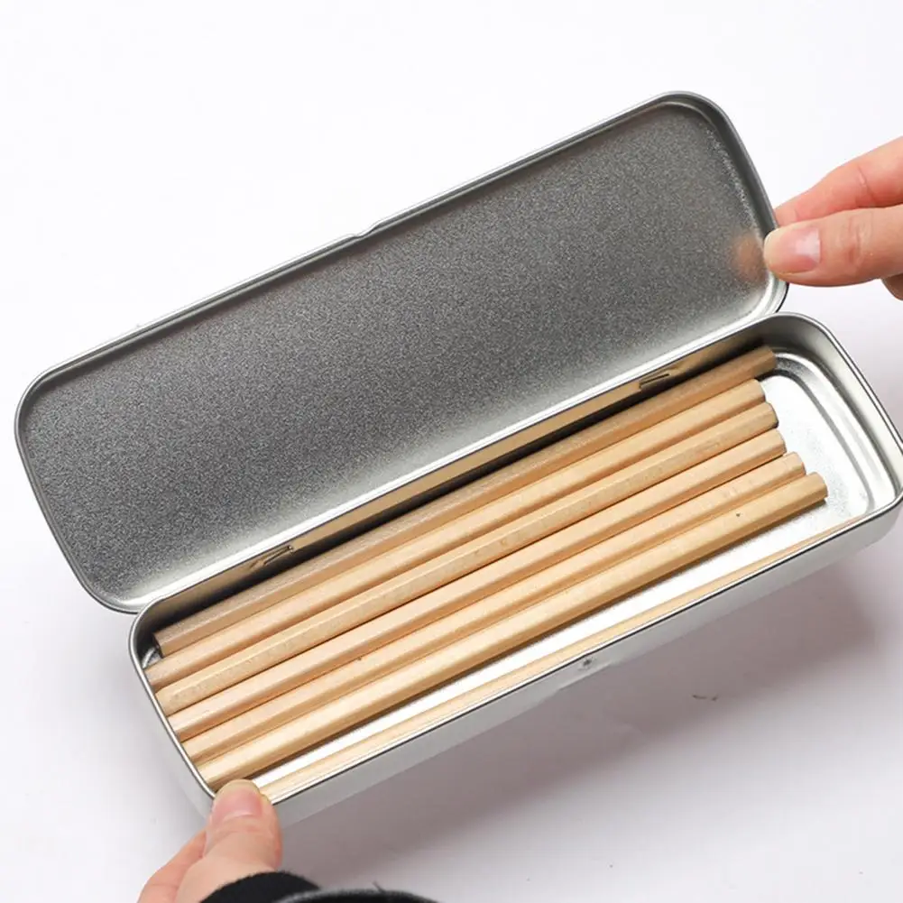 Stationery Box Pencil Cases Rectangular Metal Hinged Storage Boxes for Makeup Brushes and Home Organization