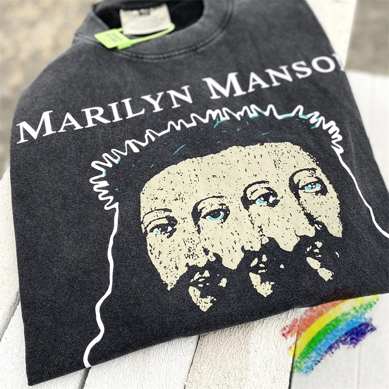 

Marilyn Manson Rock Band T Shirt 1:1 Best Quality HIP HOP Vintage Oversized Loose Streetwear T-shirt Tee Tops
