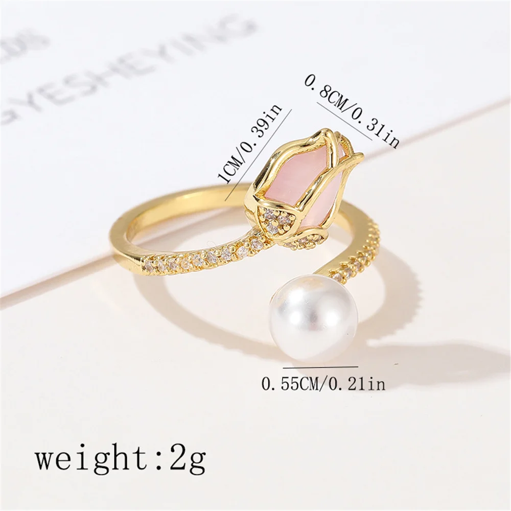 Charm Female White Pearl Flower Adjustable Open Ring Gold Color Cute Gift Wedding Jewelry For Women wedding rings finger rings womens ring jewelry rings ring jewelry