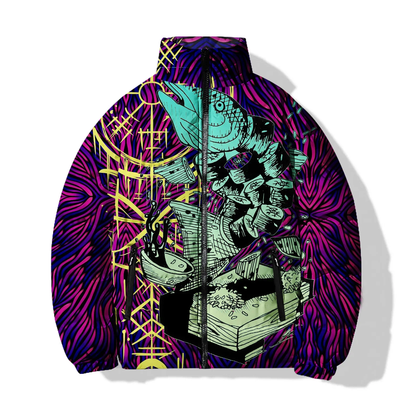 thumbnail image 1 of Chaquetas modernas y versátiles, parkas para hombre, abrigos de invierno para hombre cómodos y cálidos con estampado de peces a la moda, ropa para hombre, 1 of 4