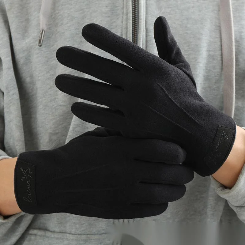 Gloves men's winter warmth, plush and thick touch screen for driving, cycling, electric vehicles, outdoor gloves_voghion.com