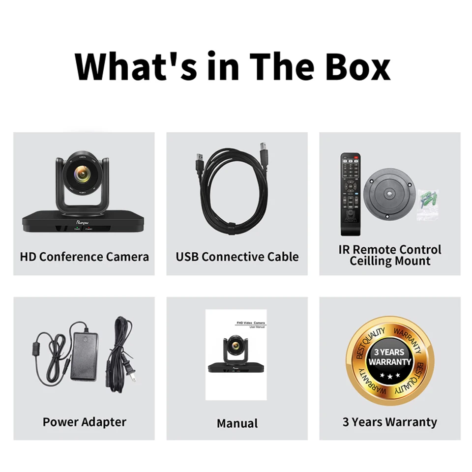 Fixed lens 3x 10x Optical Zoom PTZ Video Conference Camera