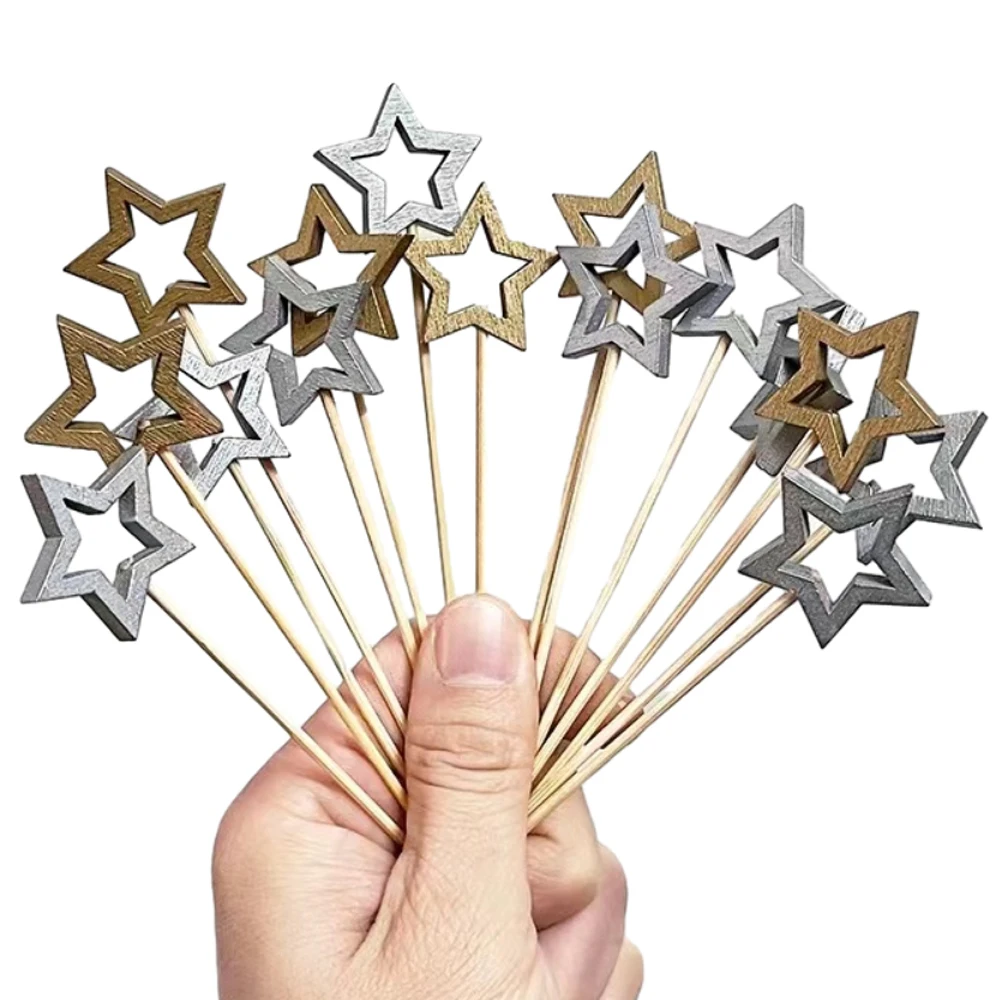 50PCS Star Shape Bamboo Skewers Food Cocktail Skewers Picks et Fruit Cupcake Fork Sticks Party Table Decoration Supplies