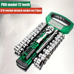 Enhanced Ratchet Wrench and Socket Set with Quick-Release, CR-V Metric & Imperial Selection (21pcs)