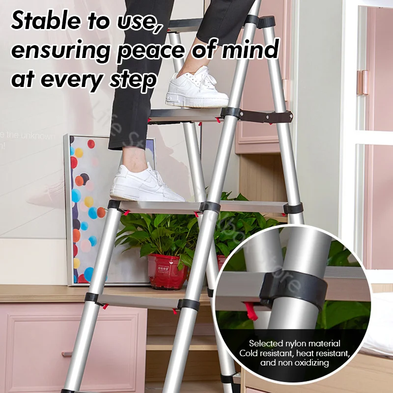 Folding Aluminium Ladders Telescopic Ladder Folding Ladder for Home Thickened Stairs Engineering Extension Herringbone
