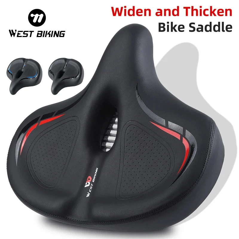 WEST BIKING Widen&Thicken Bicycle Saddle Soft Shock Absorption Oversize Bike Cushion Hollow Breathable MTB Road Cycling Seat bicycle saddle