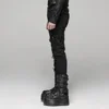 PUNK RAVE Men's Punk Black Elastic Wash Long Pants Gothic Fashion Casual Motocycle Party Club Trousers Men Streetwear 2