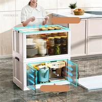 Plastic Nordic Kitchen Cabinets for Home Floor Multifunction Foldable Storage Cabinet Living Room Multi-layer Storage Box H 2