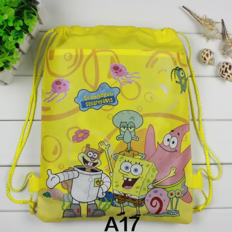 스폰지 밥 캔버스 가방 어깨 드로 스트링 포켓 배낭 드로스트링 가방, 학생용 귀여운 쇼핑 보관 가방, 여행 신발 가방