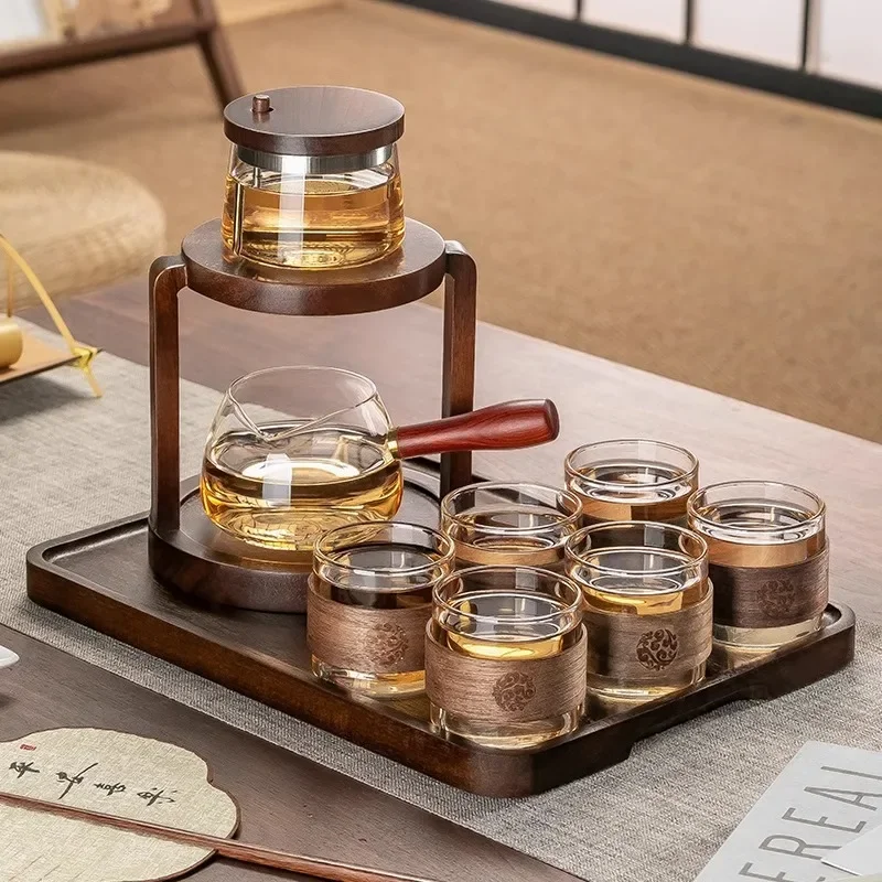 High End Heat-resistant Glass Automatic Tea Maker Home Office Push To Brew Tea Kettle Glass Kung Fu Set