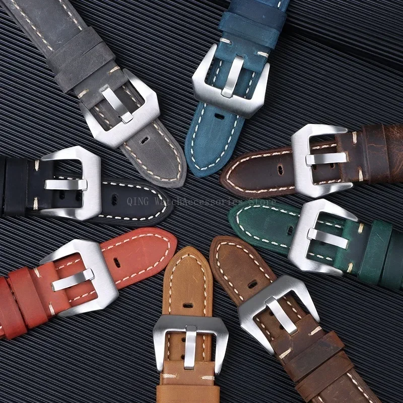 Cowhide Crazy Horse Leather Sport Bracelet - Unisex Business Watch Band & Soft Wristband