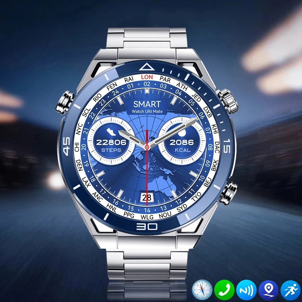 

2024 New Business Ultimate Smart Watch Men HD Bluetooth Call Compass 100+ Sprots Mode Smartwatch IP68 Waterproof Watches For IOS