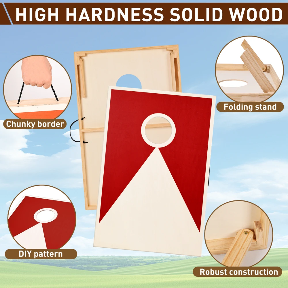 Solid Wood Premium Cornhole Set -  3 Feet x 2 Feet Game Boards, Includes Set of 8 Corn Hole Toss Bags 4