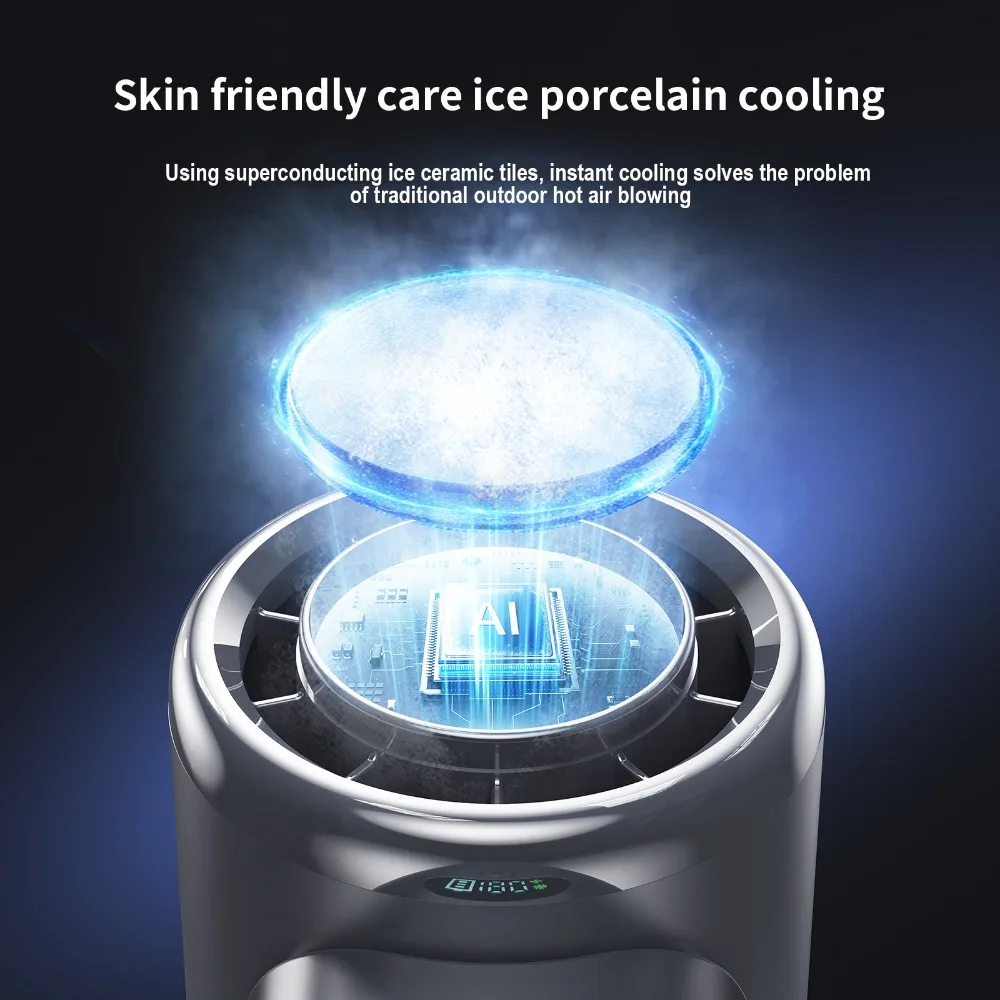 5200 mAh Ice compress cooling fan handheld fans USB Rechargeable portable mini fan Double Folding Fan For Travel Camping Outdoor 4