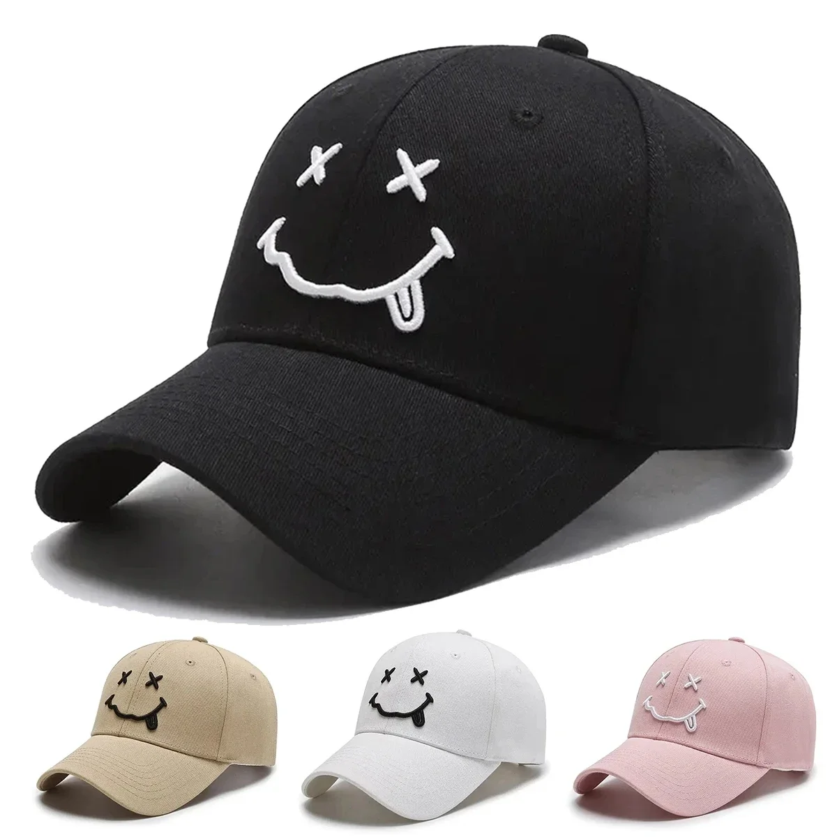Unisex Lächelndes Gesicht Stickerei Baseball Caps Frühling Herbst Outdoor Einstellbare Casual Hüte Sonnenschutz Hut Sport Kappe