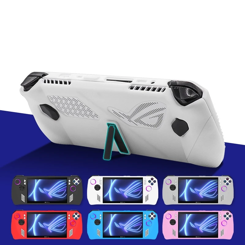 

For Rog Ally Case Anti-slip Anti-drop Game Console Silicone Case With Stand Game Console Protective Case