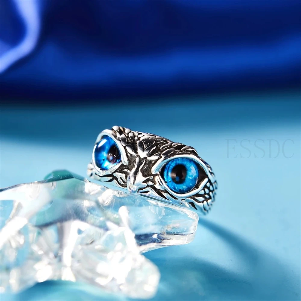 نادر خمر البومة منحوتة التبت خاتم فضة للرجال لطيف الحيوانات الشباب القوطية قابل للتعديل موضة النساء مجوهرات اكسسوارات هدايا