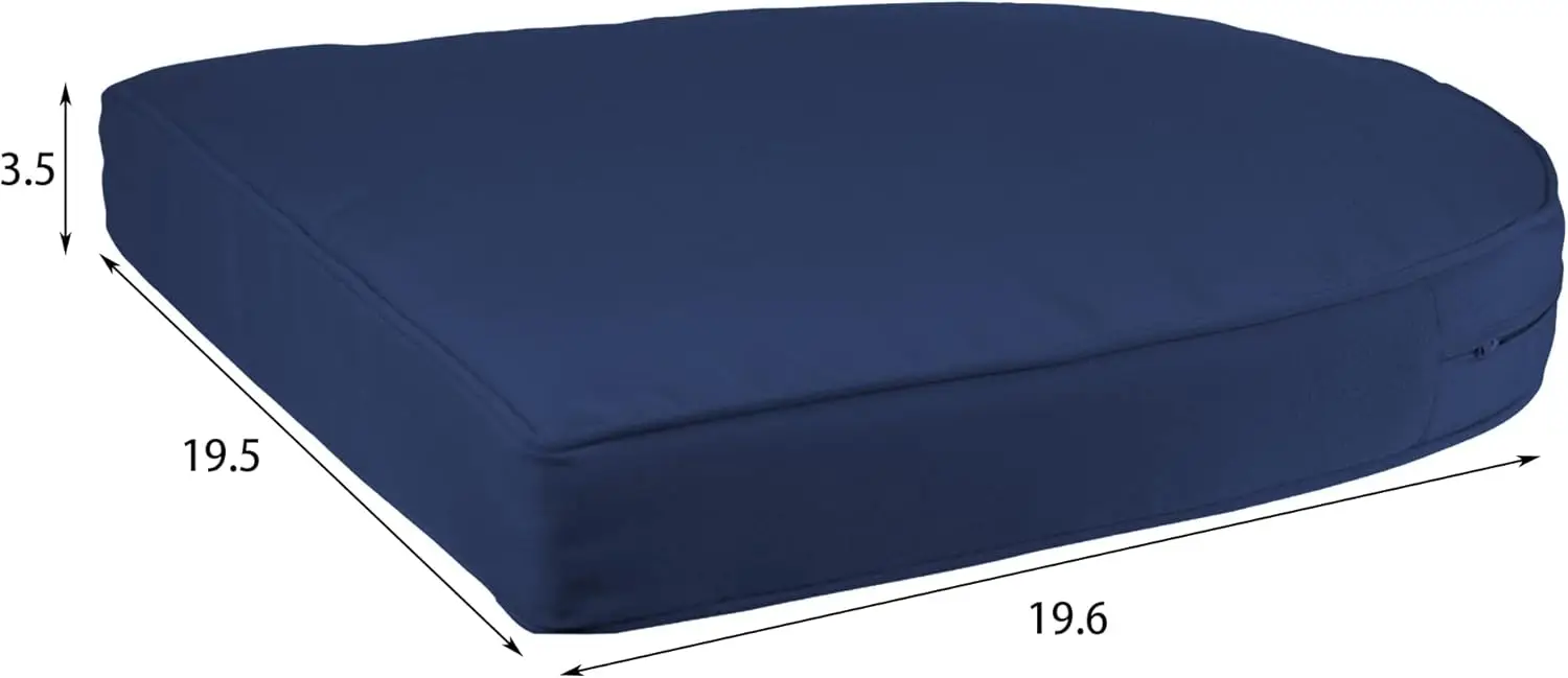 Wicker Chair with Blue Cushion, Set of 2, Honey/W00205-