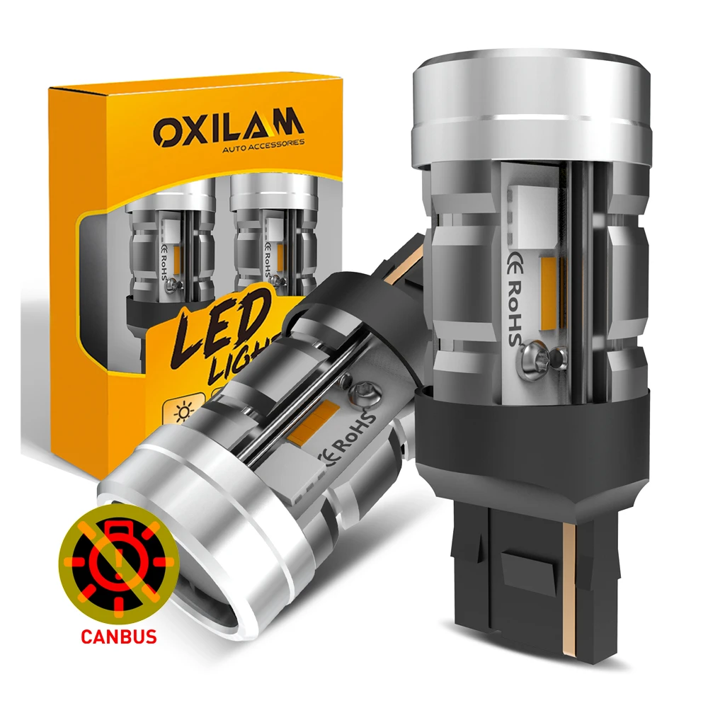 Oxilam 2 Pz T20 7440 W21W Led Canbus Nessun Errore No Hyper Flash Wy21W 7440 Led Indicatore Lampadina Ambra Per Indicatore Di Direzione Auto 12V