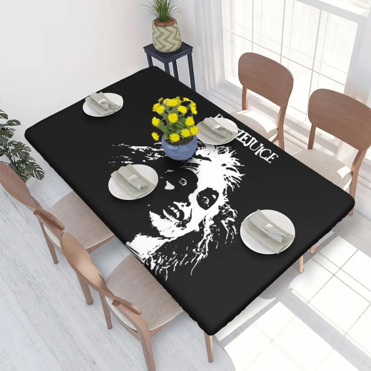 thumbnail image 1 of Custom Rectangular Oilproof Tim Burton Beetlejuices Horror Film Table Cover Table Cloth 4FT Tablecloth for Picnic, 1 of 5