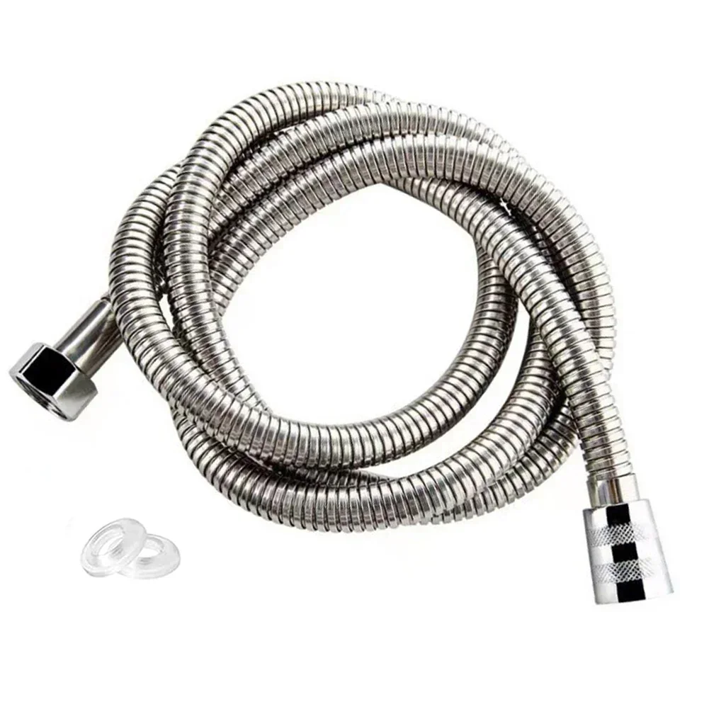 Durable 1 5m Shower Hose Brass Insert Household Sprinkler Inlet Pipe Stainless Steel Chrome Finish Leak and Rust Proof
