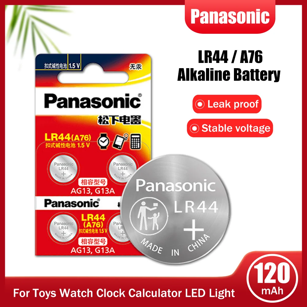 4pcs Panasonic Lr44 A76 Ag13 Lr1154 Sr1154 Sr44 Sr44sw G13a Gp76 357a 1.5v Alkaline Battery For