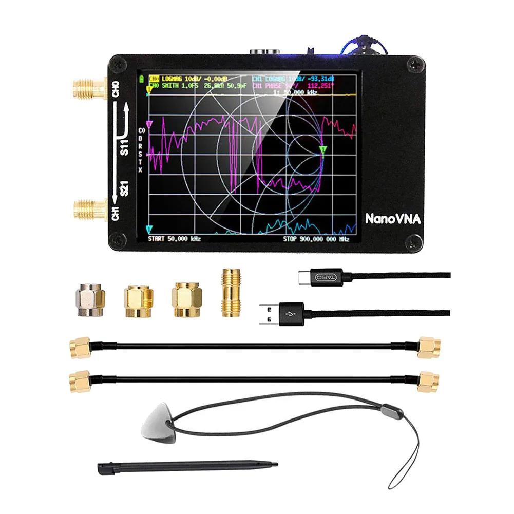 AS63 Upgraded Version NanoVNA-H Vector Network Antenna Analyzer 10KHz-1.5GHz MF HF VHF UHF with SD Card Slot