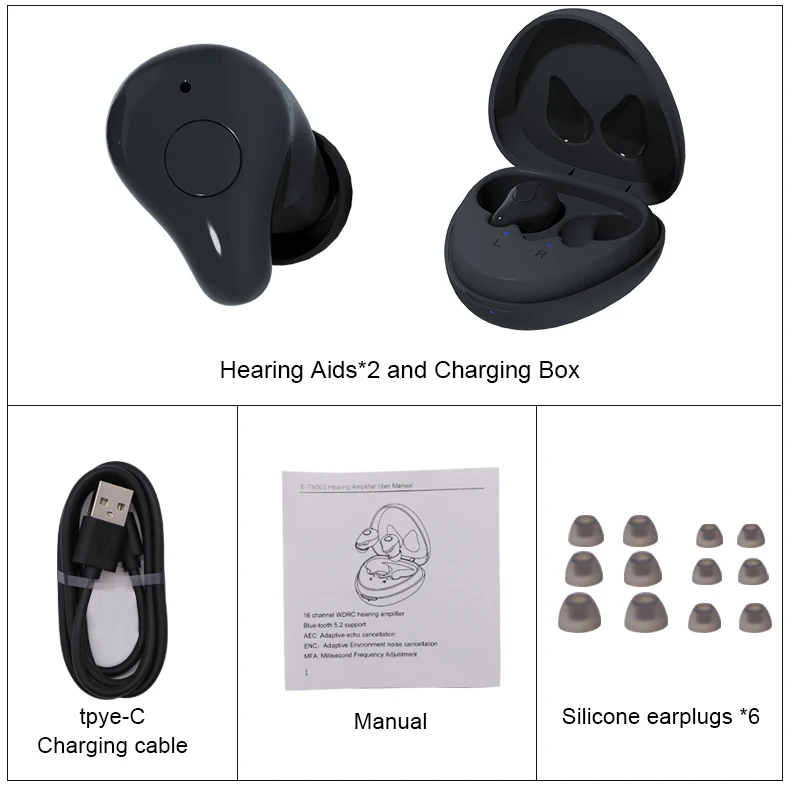 Hearing aid Bluetooth Hearing Aid Rechargeable CIC Digital Sound Amplifier 16 channels Phone APP Programmable For Deafness Elderly audifonos