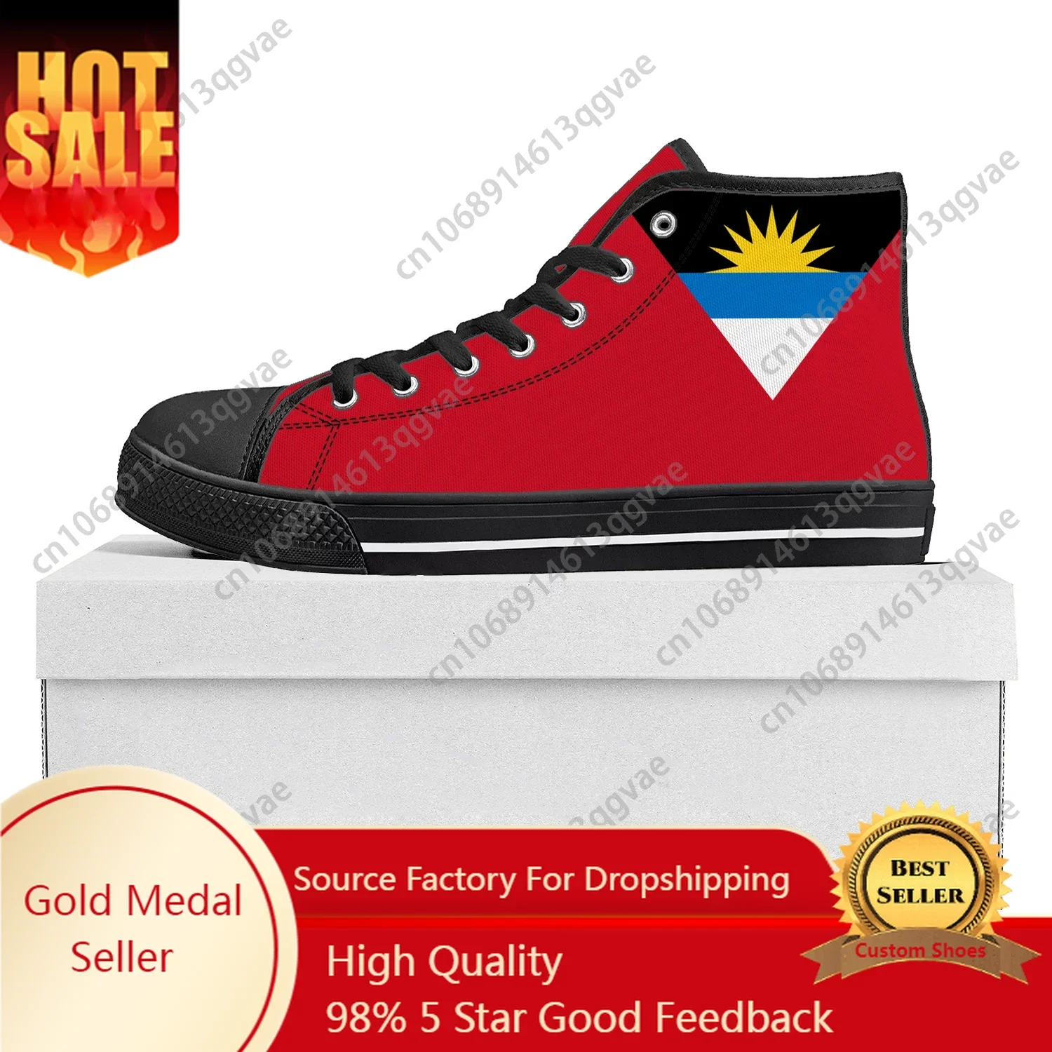 

Antigua and Barbuda Flag High Top High Quality Sneakers Mens Womens Teenager Canvas Sneaker Casual Couple Shoes Custom Shoe