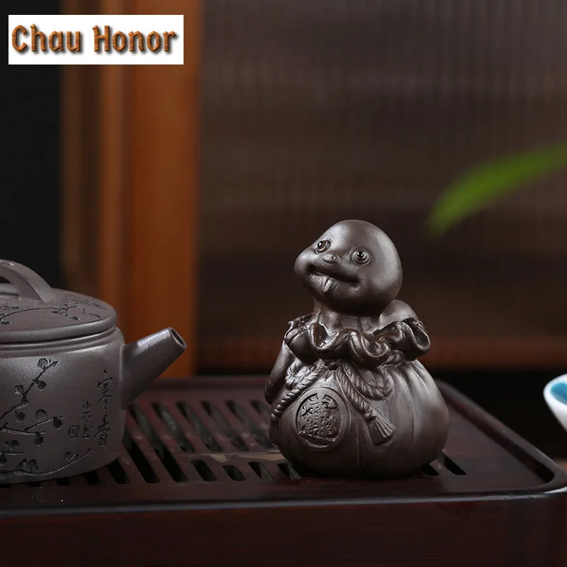 Tea Pets Cute Snake Statue Ornament Home Tea Set Decoration Art Gift Handmade Sculpture Crafts Creative Purple Clay Fingertip