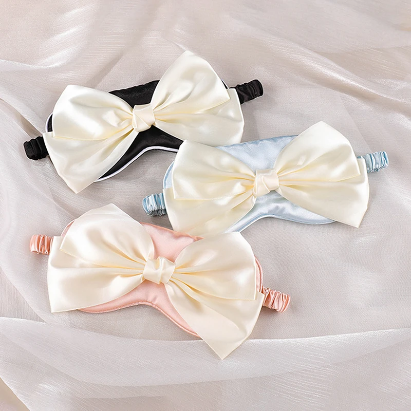 Silk Sleeping Eye Mask Female Eye Cover Cute Sleep Mask Beautiful Bow Tie Blindfold Women Girls Night Eyepathces Eyes Bandage 6