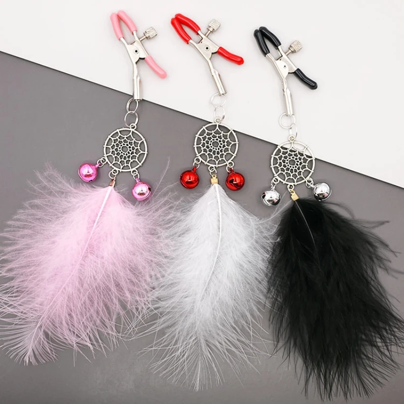 

Feather Nipple Clip for Men and Women Couple's Training Supplies Bell Cute Nipple Clip for Fun Alternative SM Props