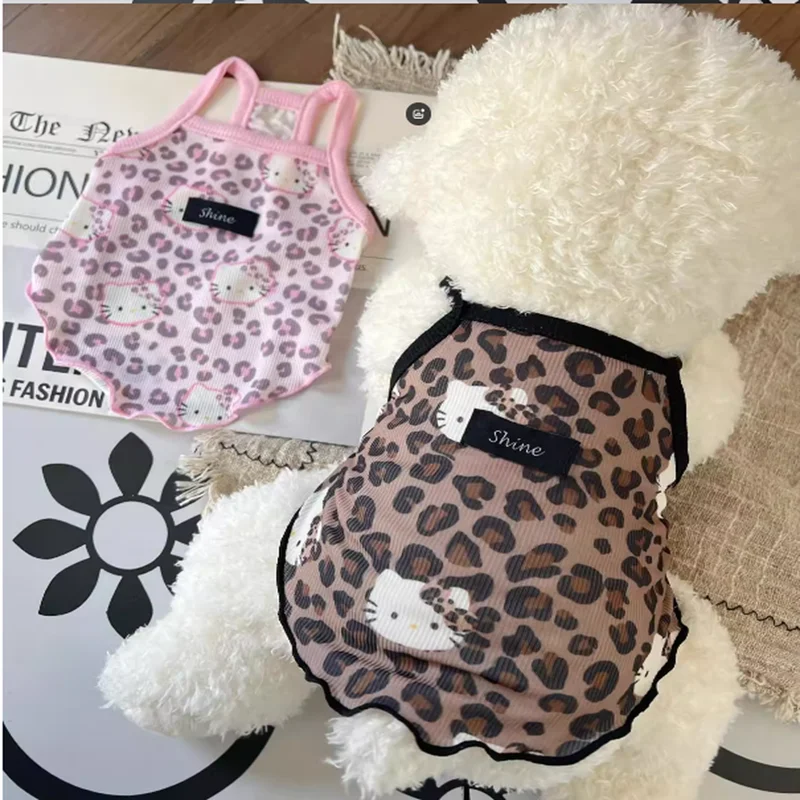 Spring Summer 2025 New Pet Clothes Spice Girls Wind Suspenders Leopard-Print Kitty Ice Silk And Cool Fabrics Cats Dogs Wear Them 1