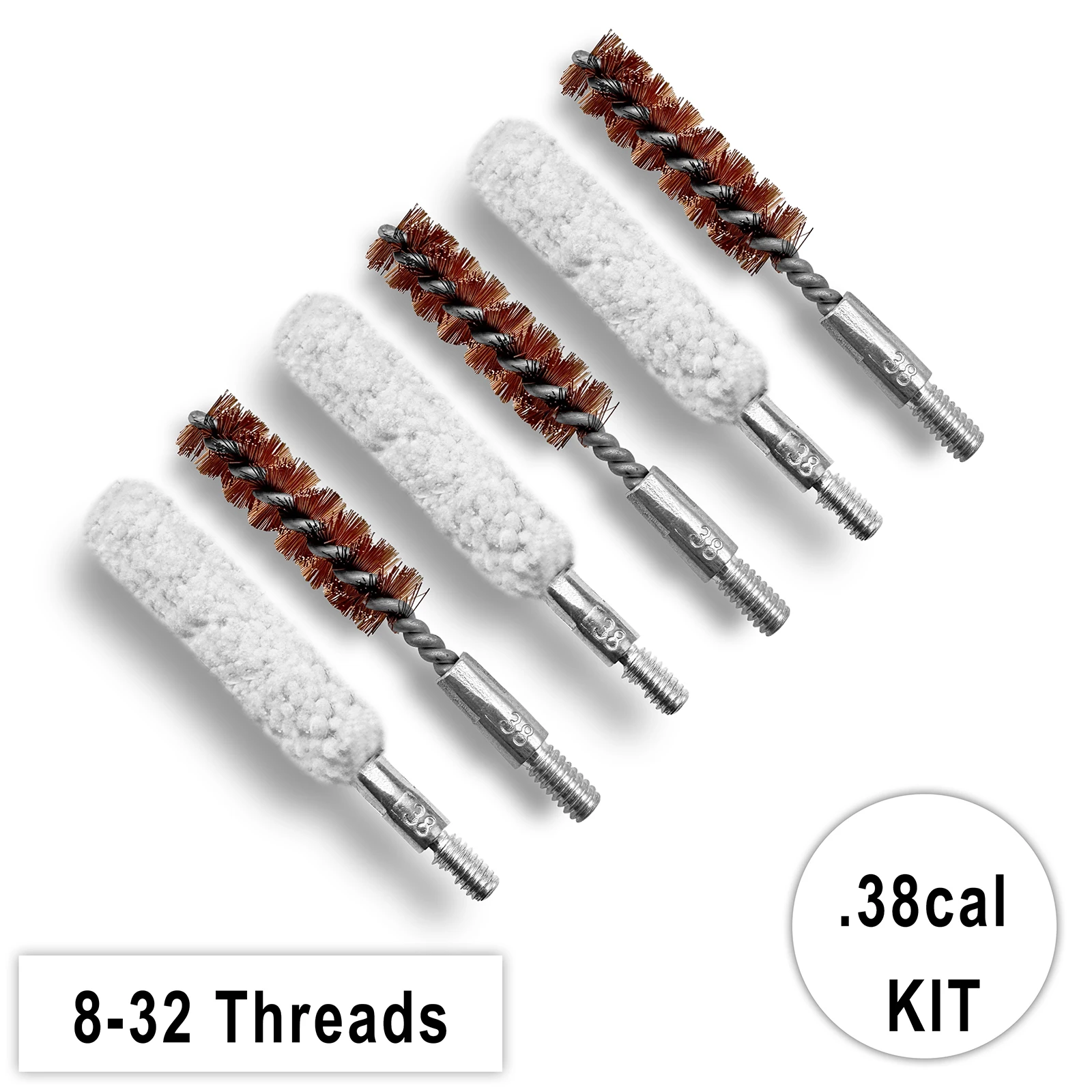 Gun Cleaning Bore Bronze Mop Brush Set 12GA .22 .223 etc for Shotgun Pistol