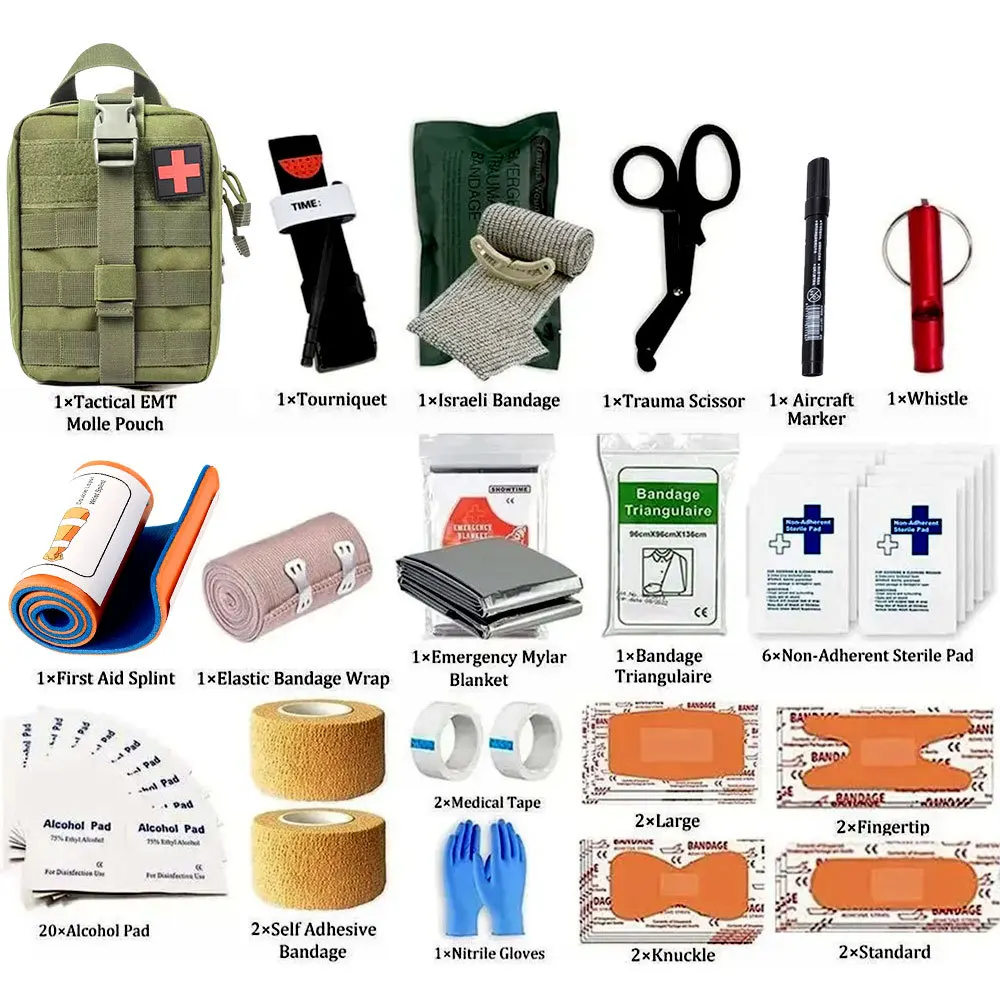 

Portable First Aid Kit Outdoor Emergency Survival Kit Tactical Molle EDC Medical Trauma Bag Military Pouch Camping Hiking IFAK