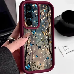 Luminous Butterfly Print Soft Phone Case - Galaxy S23 Ultra (A972 Wine Red)