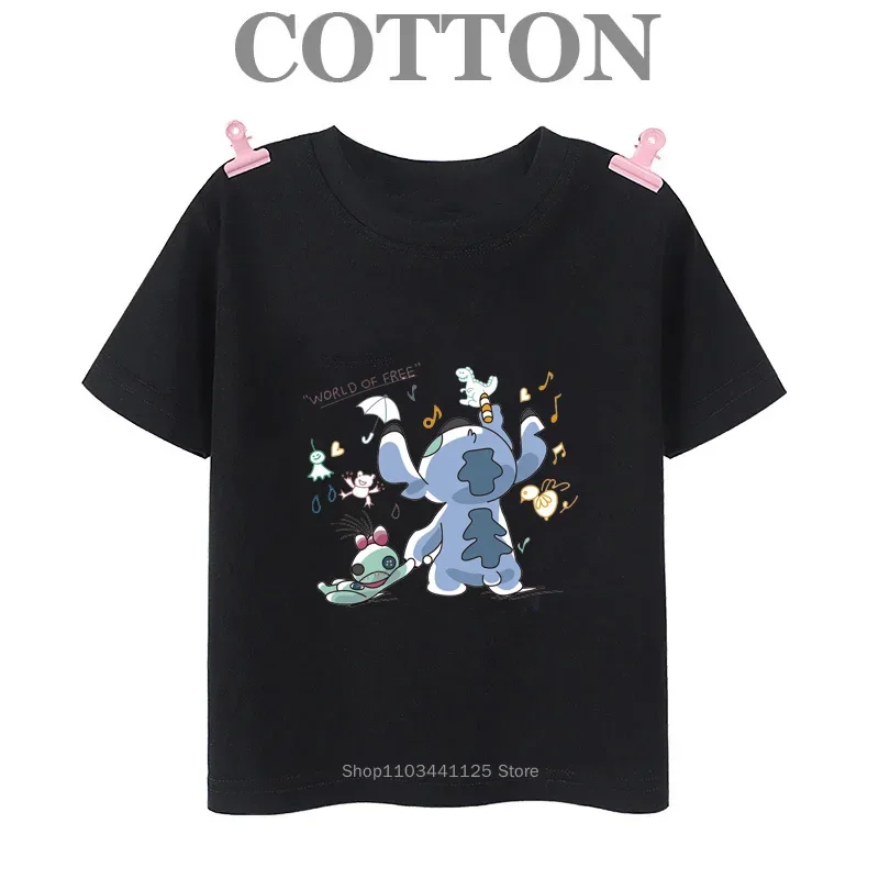 thumbnail image 1 of Camiseta de algodón para niños de Lilo Stitch Anime, camisetas para niños, camisetas para niños, camisetas casuales de manga corta con cuello redondo de moda de verano 2024, 1 of 5