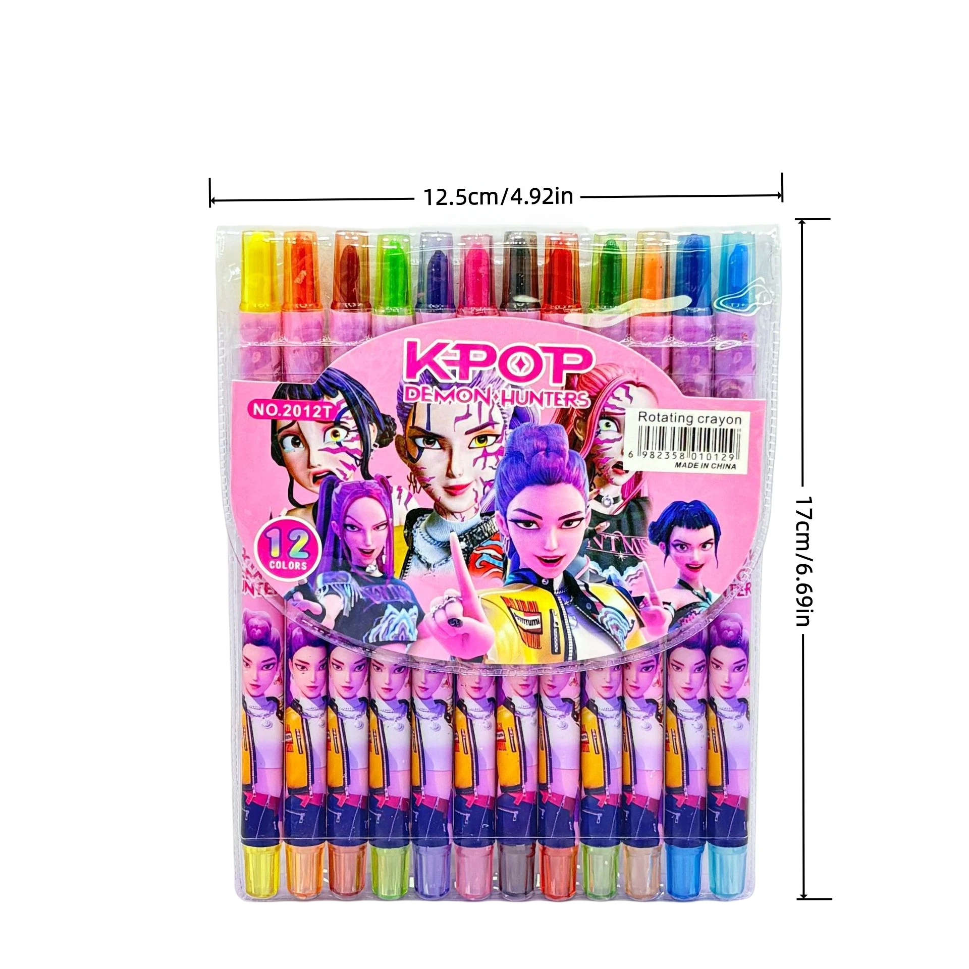 Popular rotating crayons girl group style 12 colors cute drawing tools for kids students daily coloring painting stationery - 6