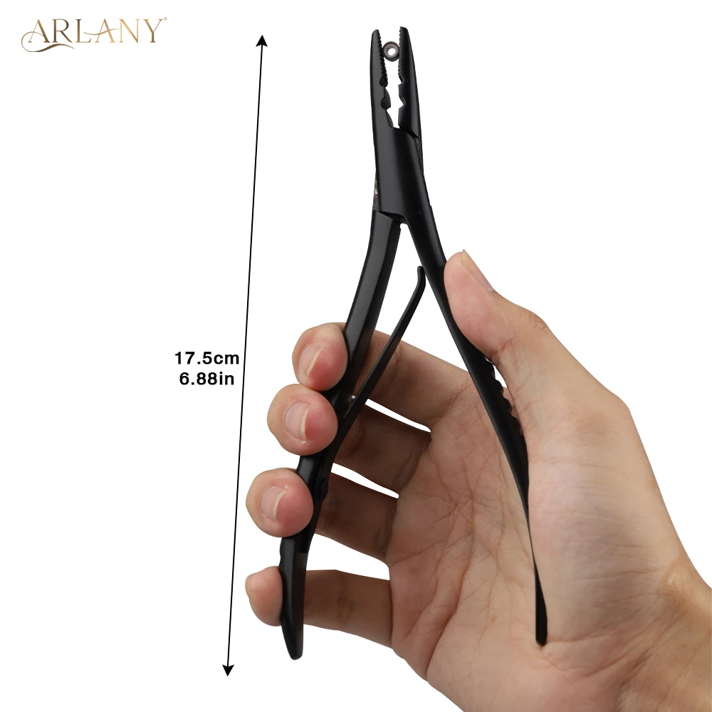 ARLANY Hair Extension Pliers Stainless Steel Teeth Pliers with 2 Holes Microlinks Remover Beads Opener Tool Weft Extension