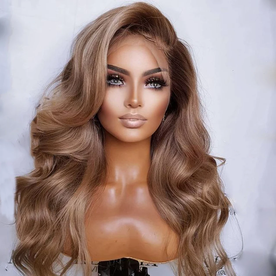 

26 Inch Long Highlight Ombre Ash Blonde Gray Body Wave 13x4 Lace Front Wig For Black Women European Remy Human Hair Soft Jewish