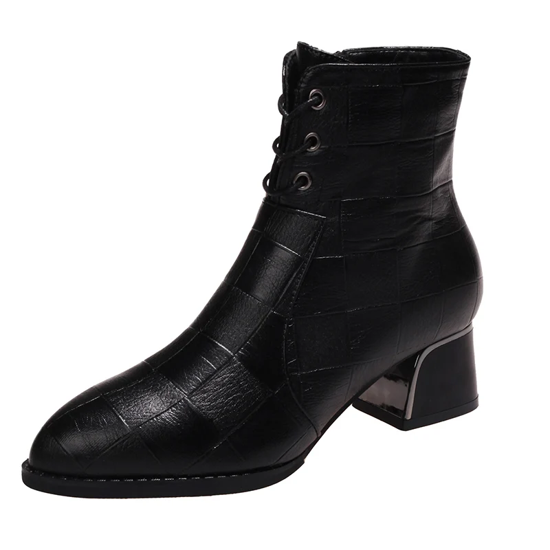 Ankle Boots for Women 2023 Winter Office Women's Boots Simple Black High-heeled Ankle Boots Trendy Pointed Toe Zipper Boots