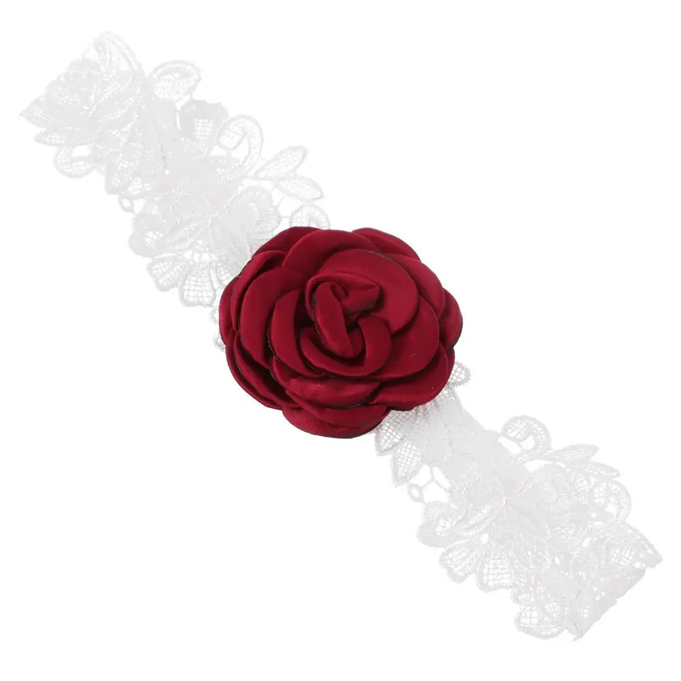 JWICOS Bridal Wedding Garters Lace Flower Garter Set Stretch