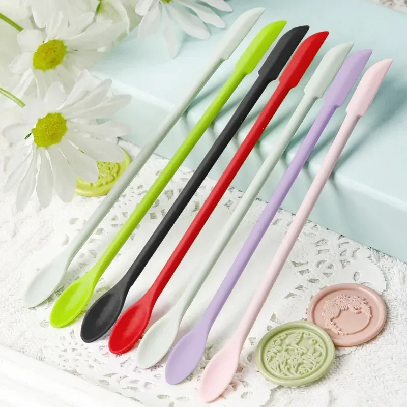 Seal Wax Cleaning Silicone Spoon Double-Headed Scraper Tool DIY Epoxy Resin Decoration Scraping Melt Wax Beads