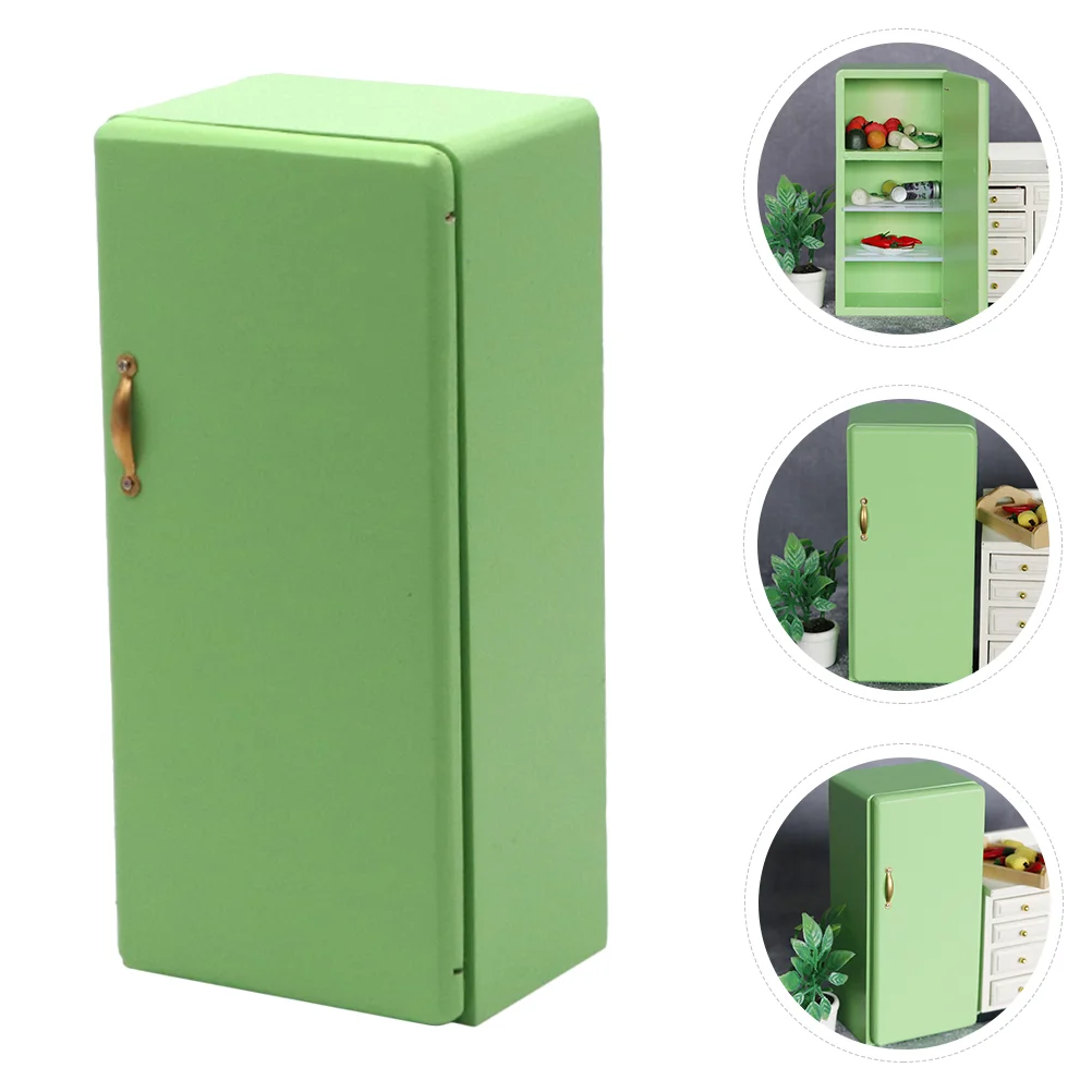 

Модель холодильника, детская игрушка, аксессуары для дома, миниатюрный холодильник, мебель с одной дверью, деревянный детский домашний декор